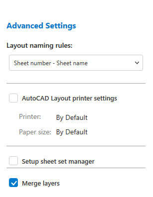 Advanced Export Settings