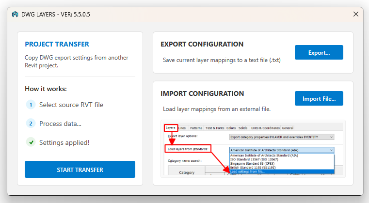 Transfer Settings MLabs Plugin