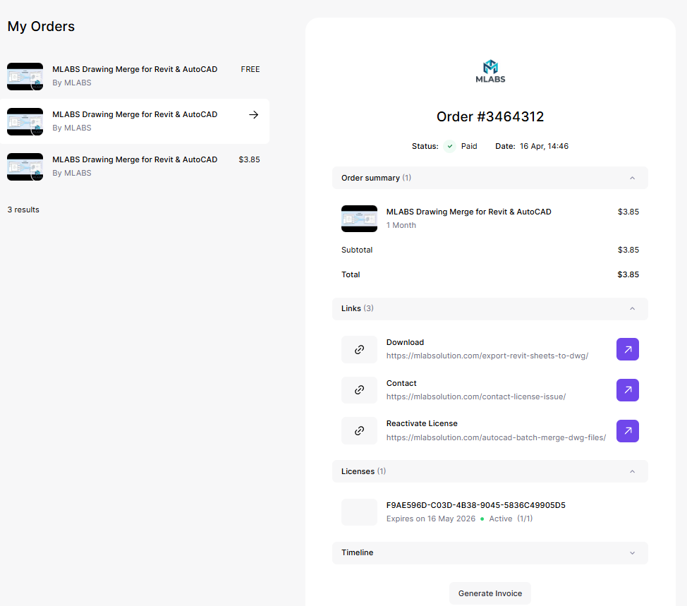 Customer License Dashboard