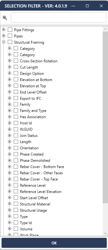 Selection Filter Window