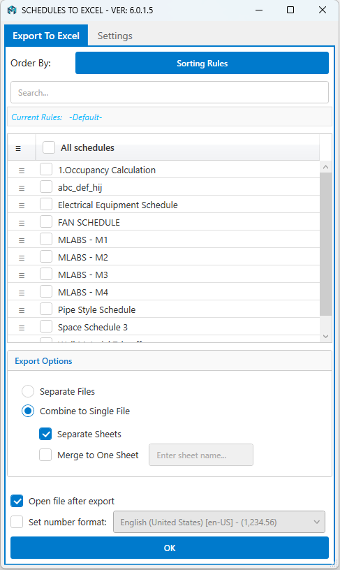 Export Excel UI